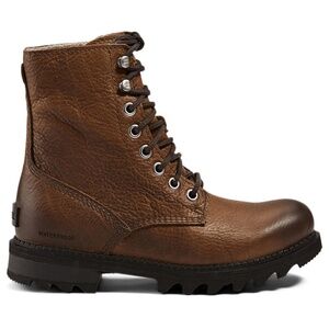 SOREL - Mad Brick Distressed Leather Lace-Up Boots - Waterproof - Faux Fur Lined